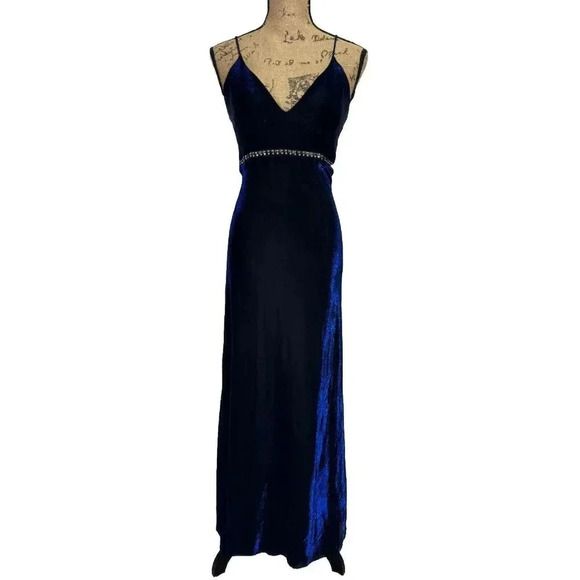 NADINE VINTAGE GowN Dress Iridescent Blue Beaded Sheer SMALL Sexy Prom BEAUTIFUL - Picture 2 of 14